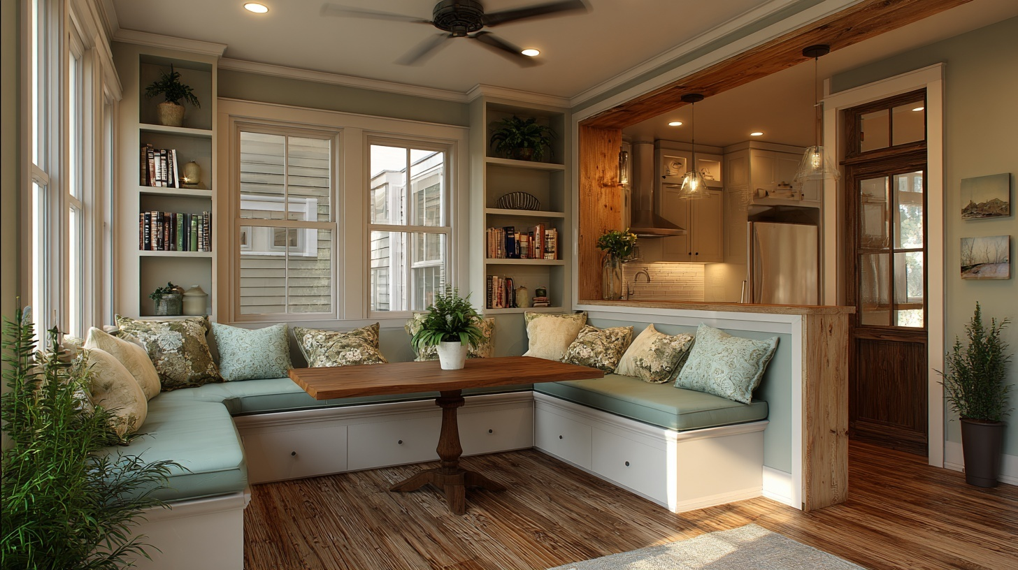 6 built in banquette seating