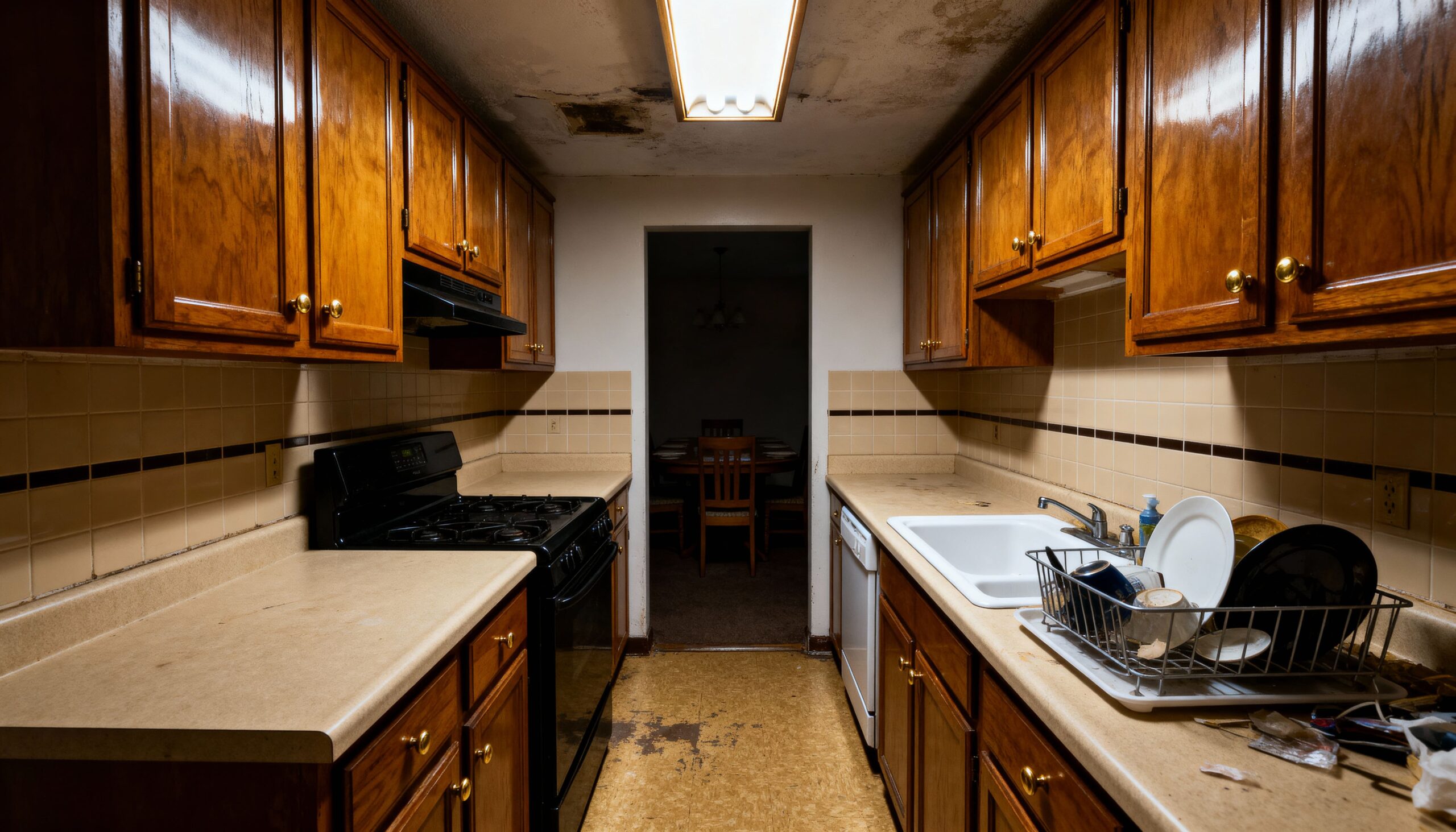 before dark galley kitchen opens up