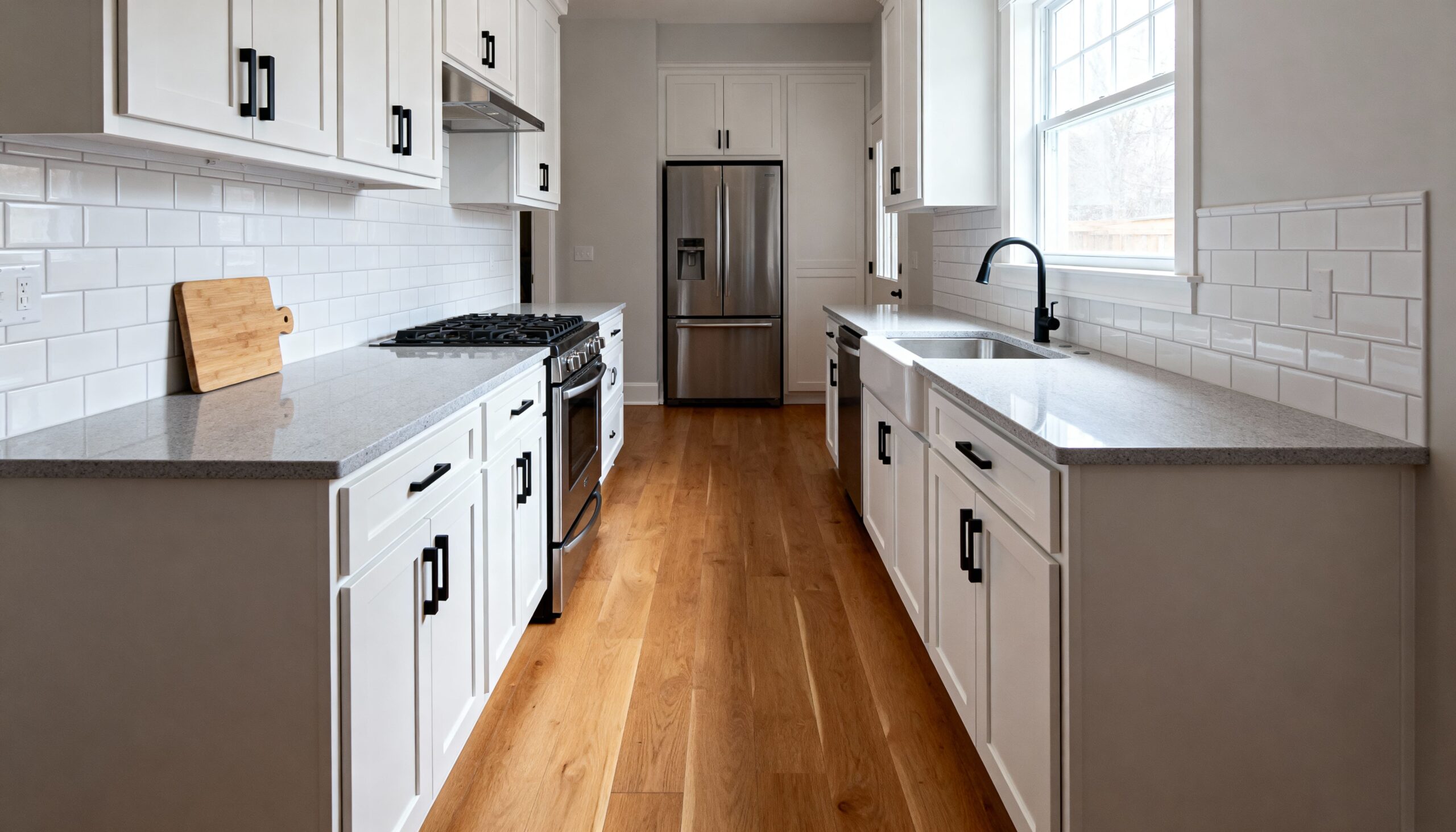 before narrow kitchen