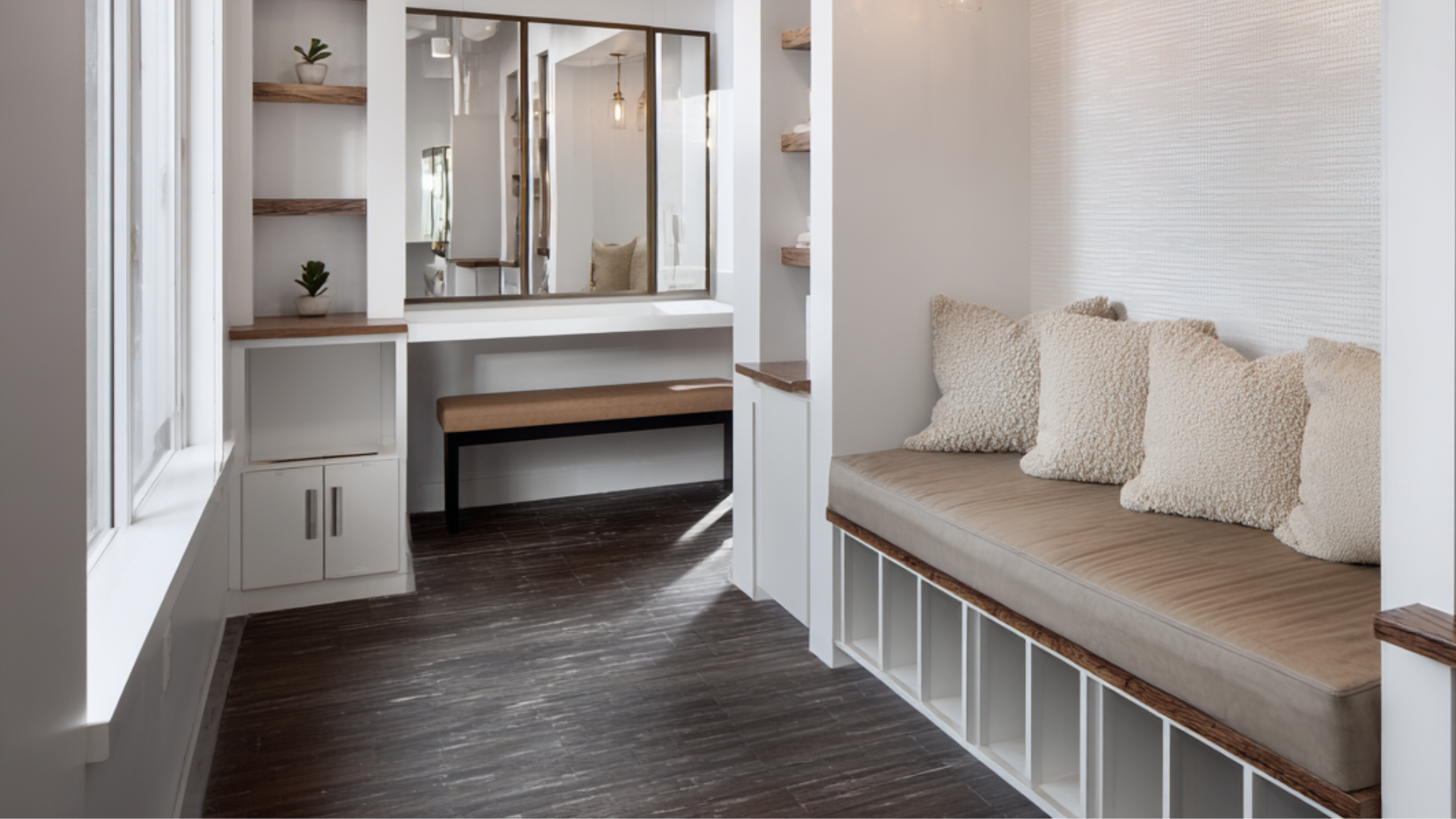 bench seating with cubbies