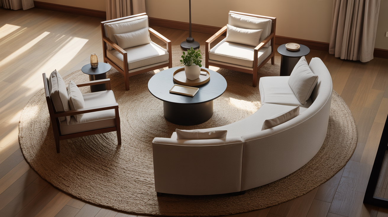 circular seating arrangement for intimate conversations