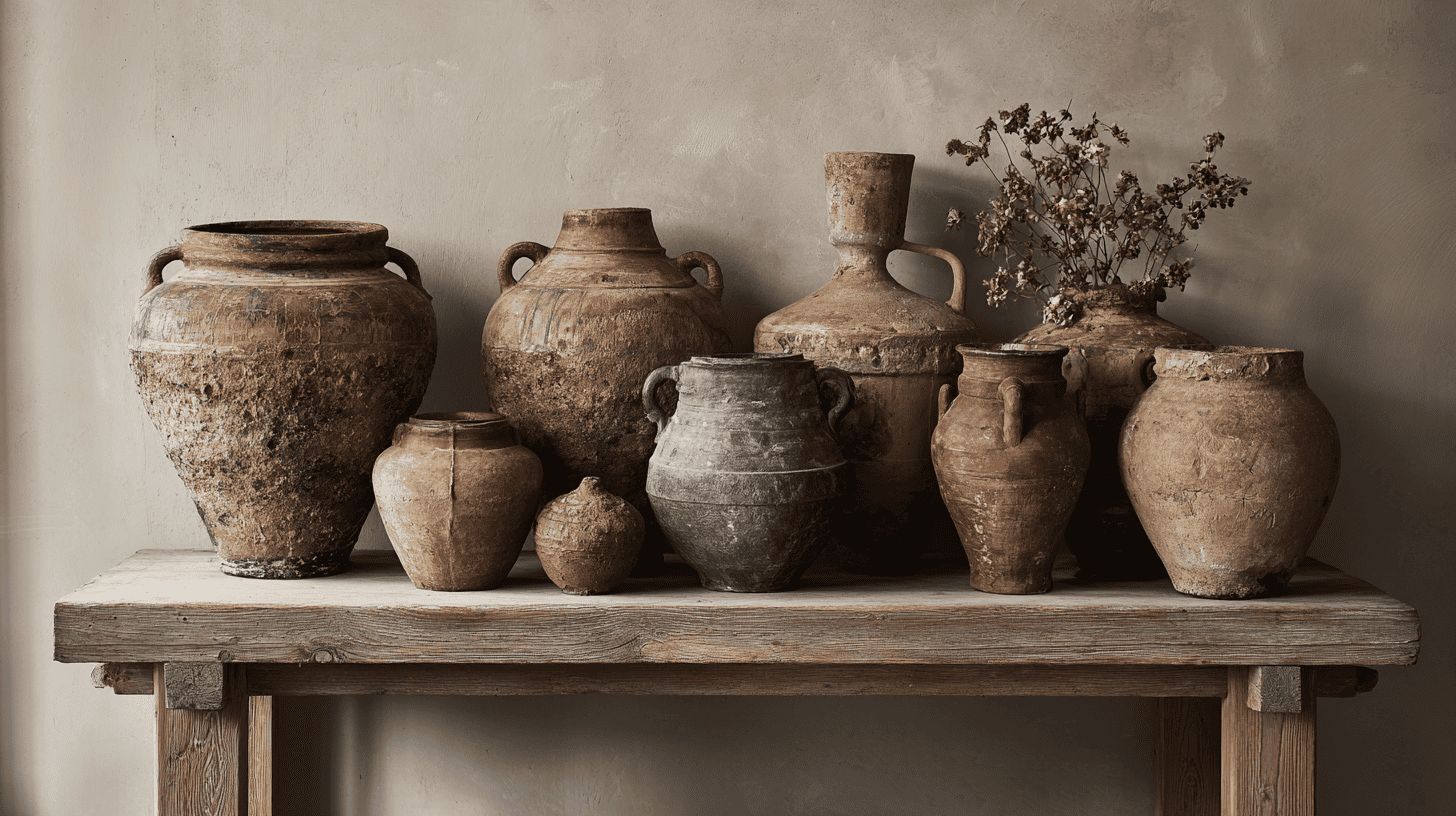 clay or earthenware decorative pots and vases