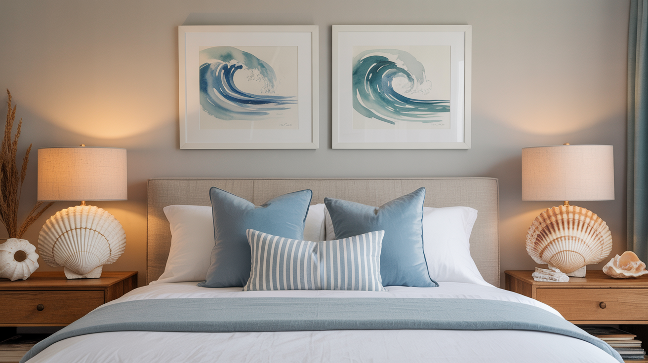 coastal artwork and decor touches