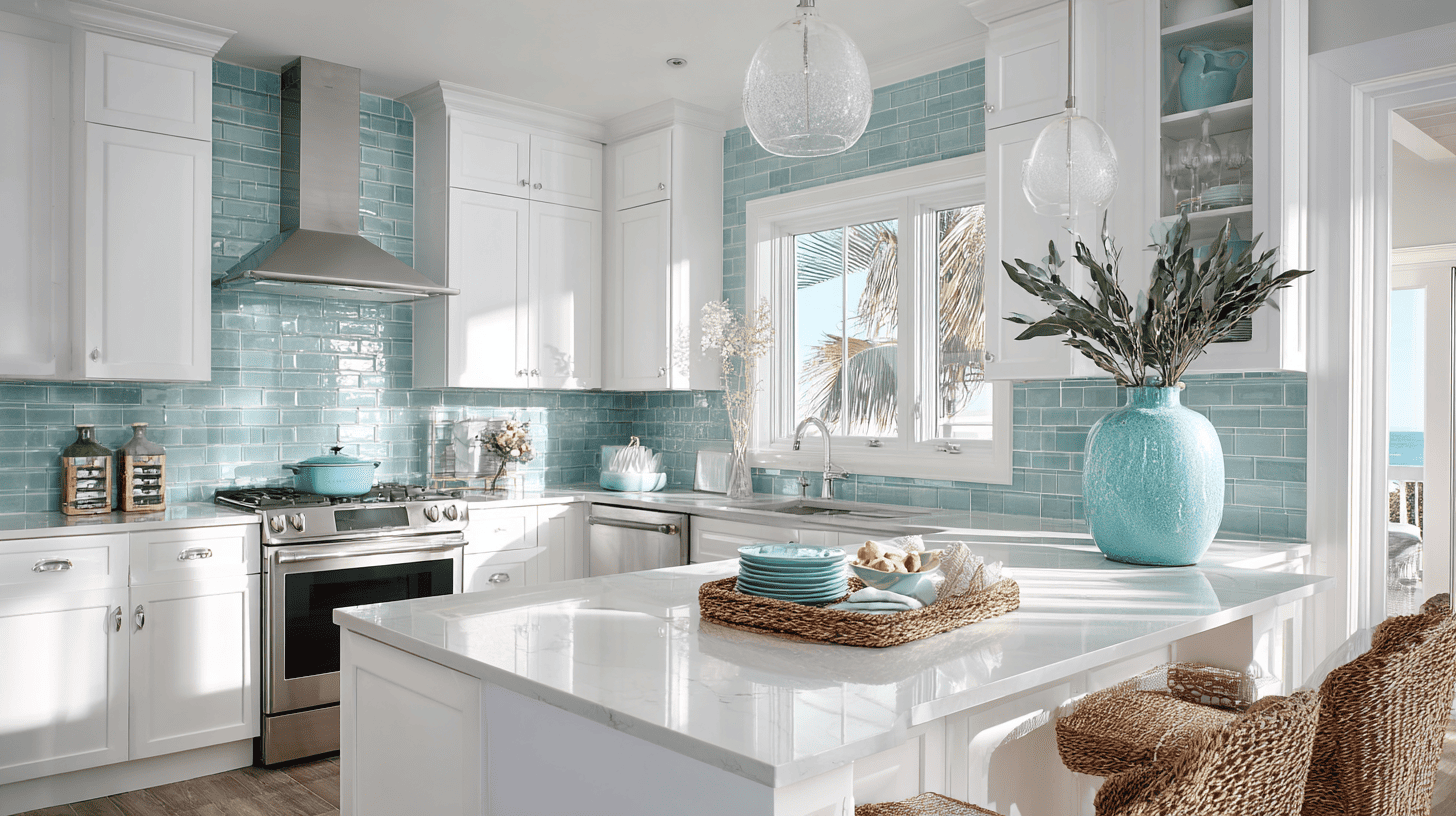 coastal toned kitchen backsplashes