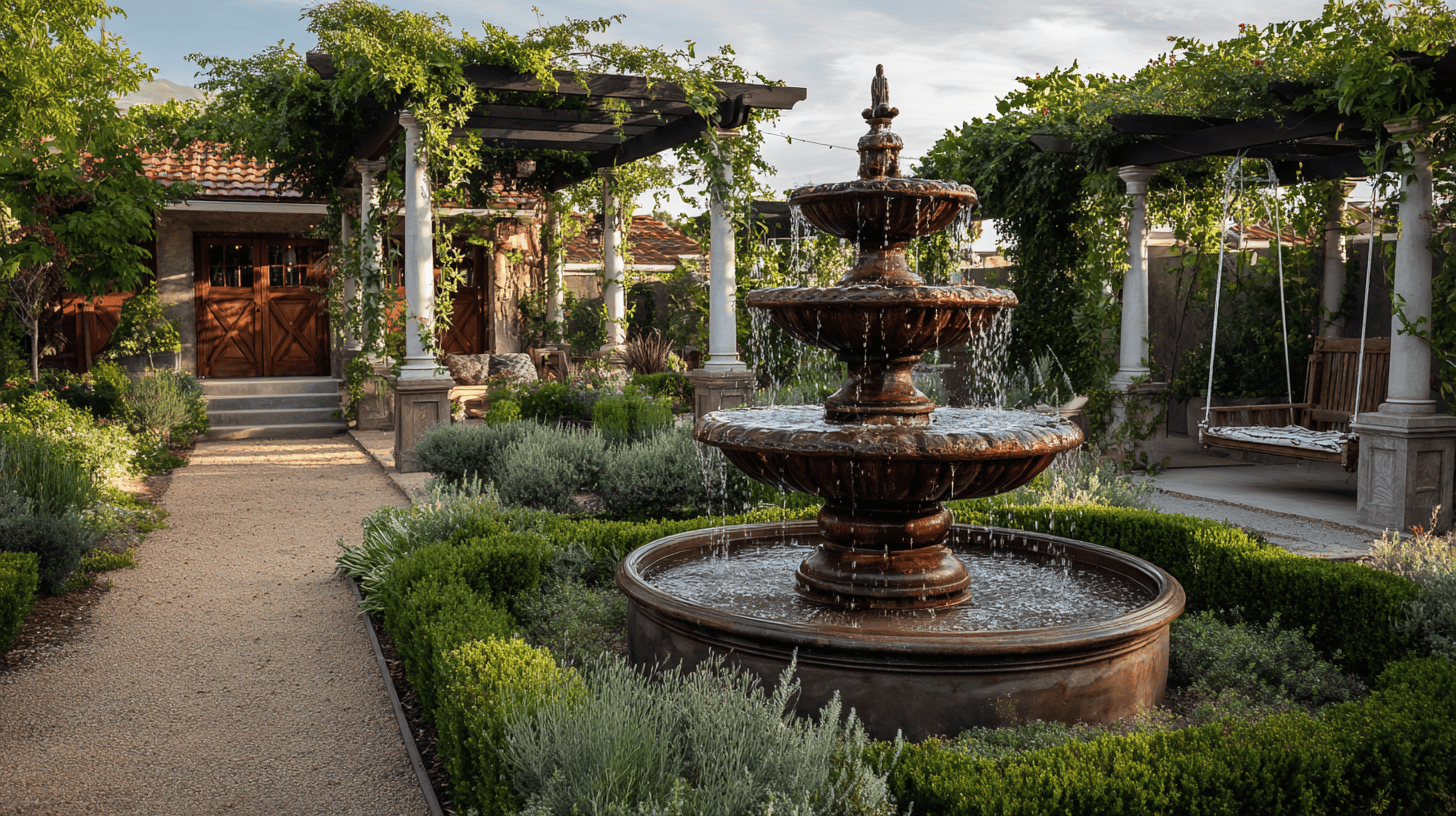courtyards featuring fountains or pergolas