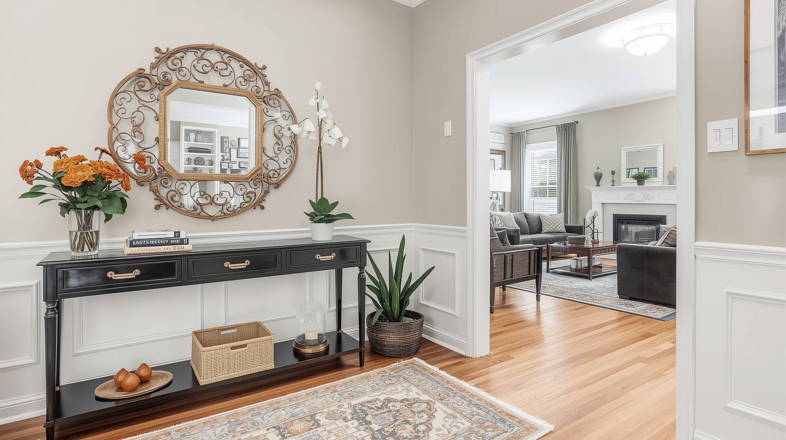 create an entryway zone in open layouts