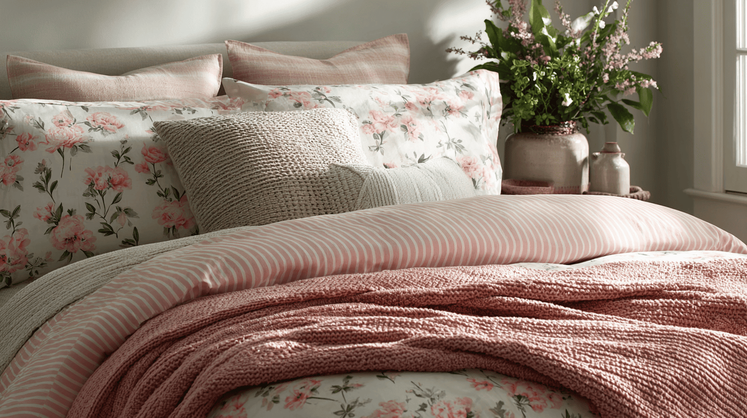 cute bedding pattern mixing