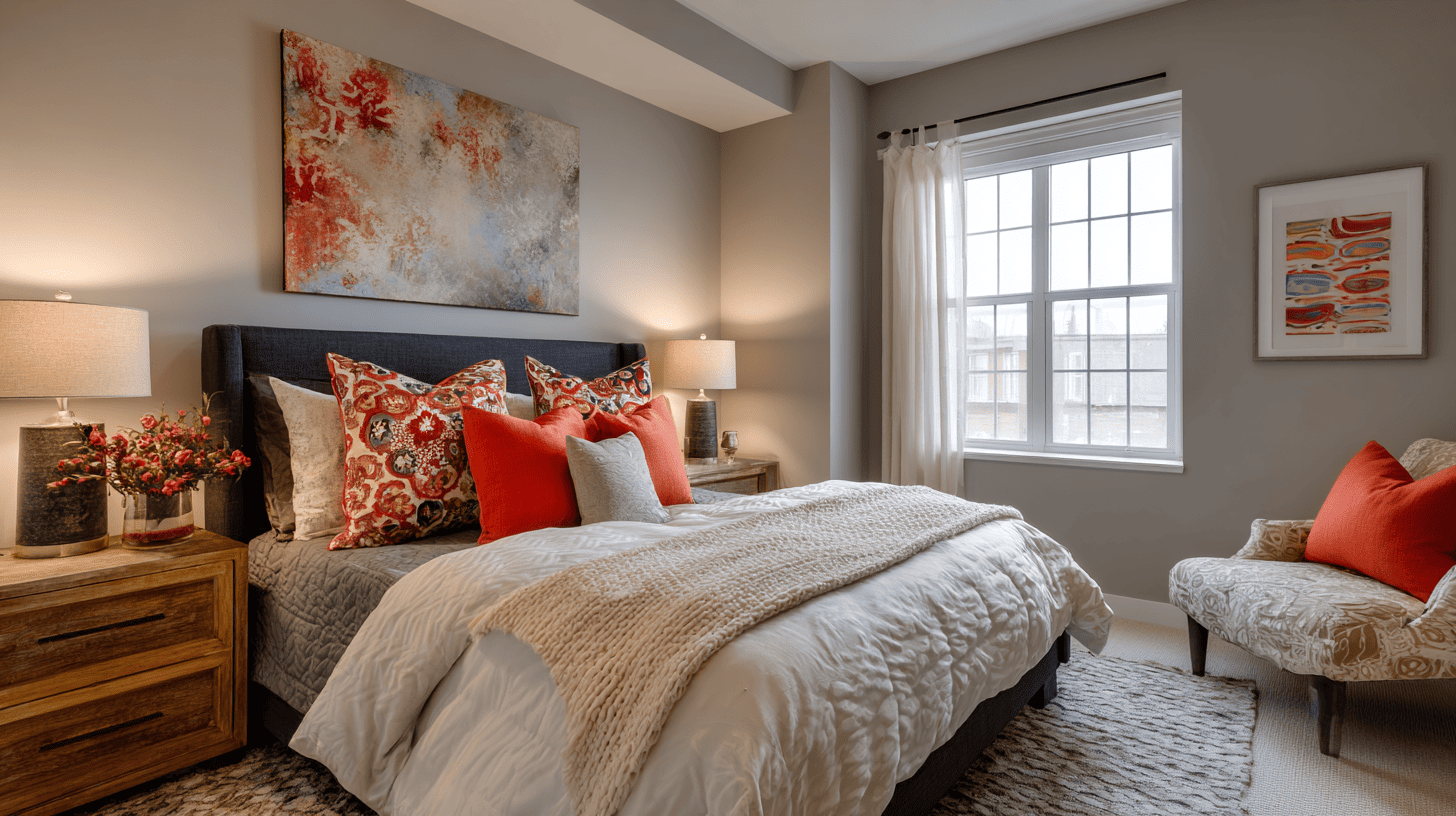 cute bedroom color pop accents