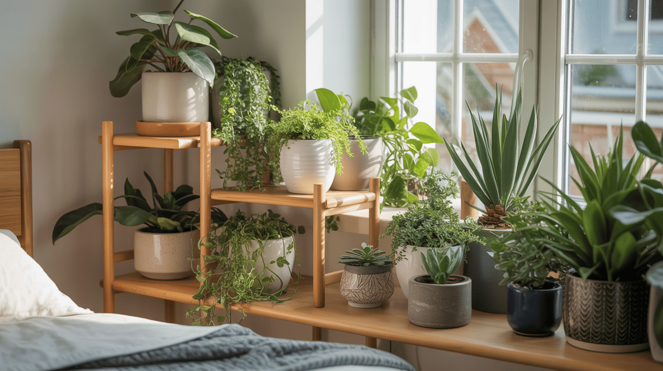 cute bedroom plant corner