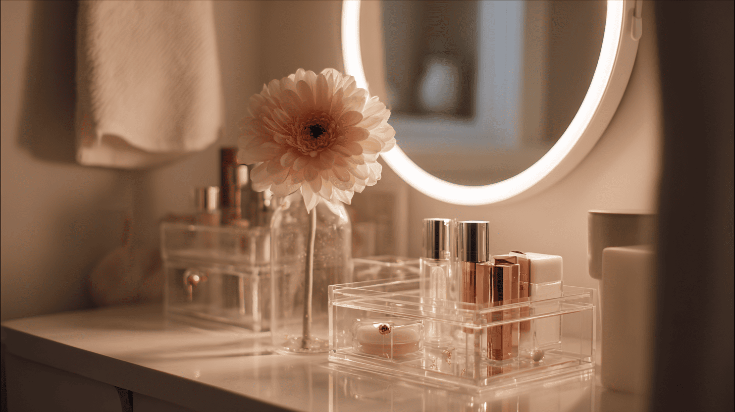 cute vanity area setup