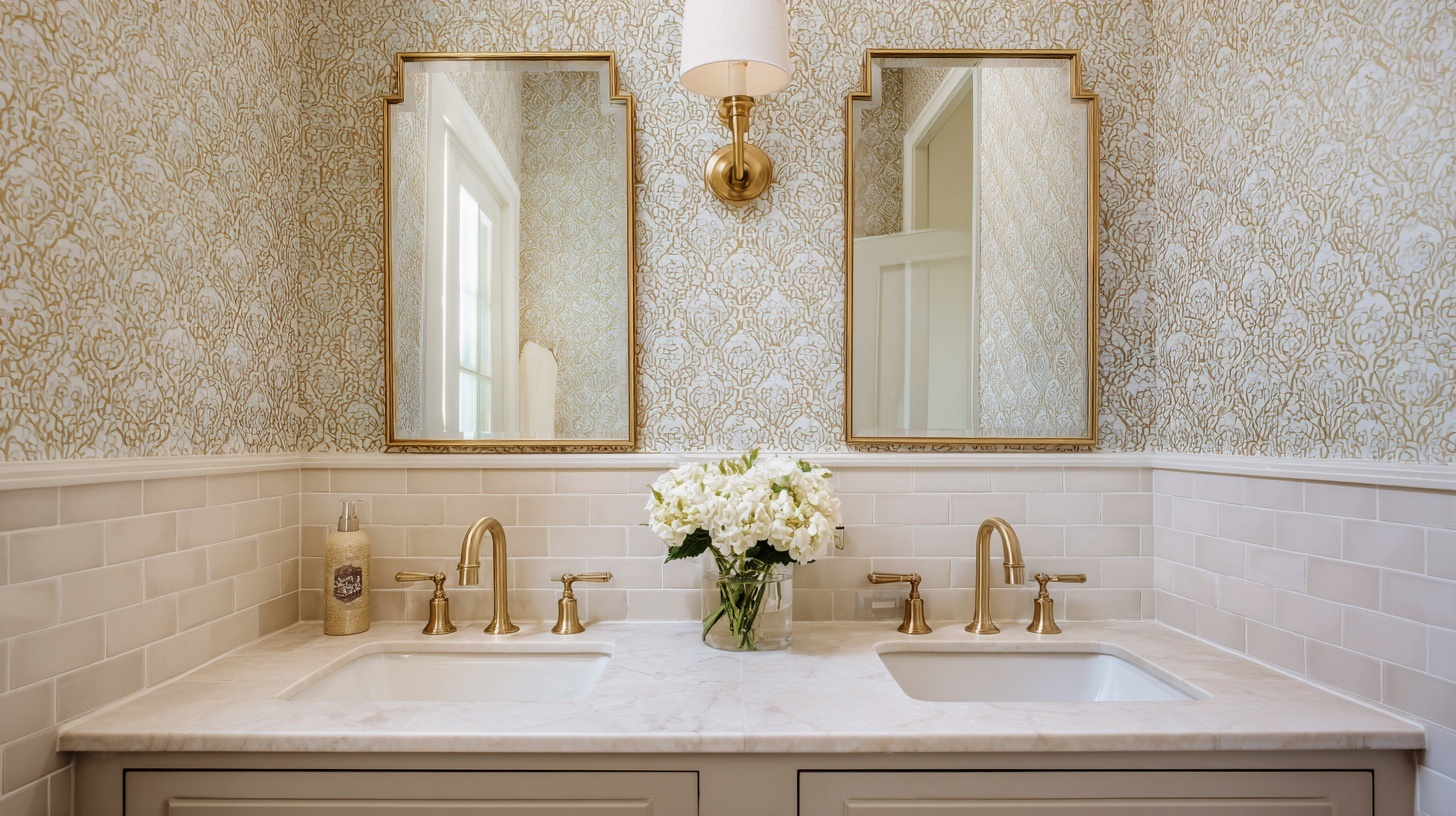 decorative wallpaper on accent wall