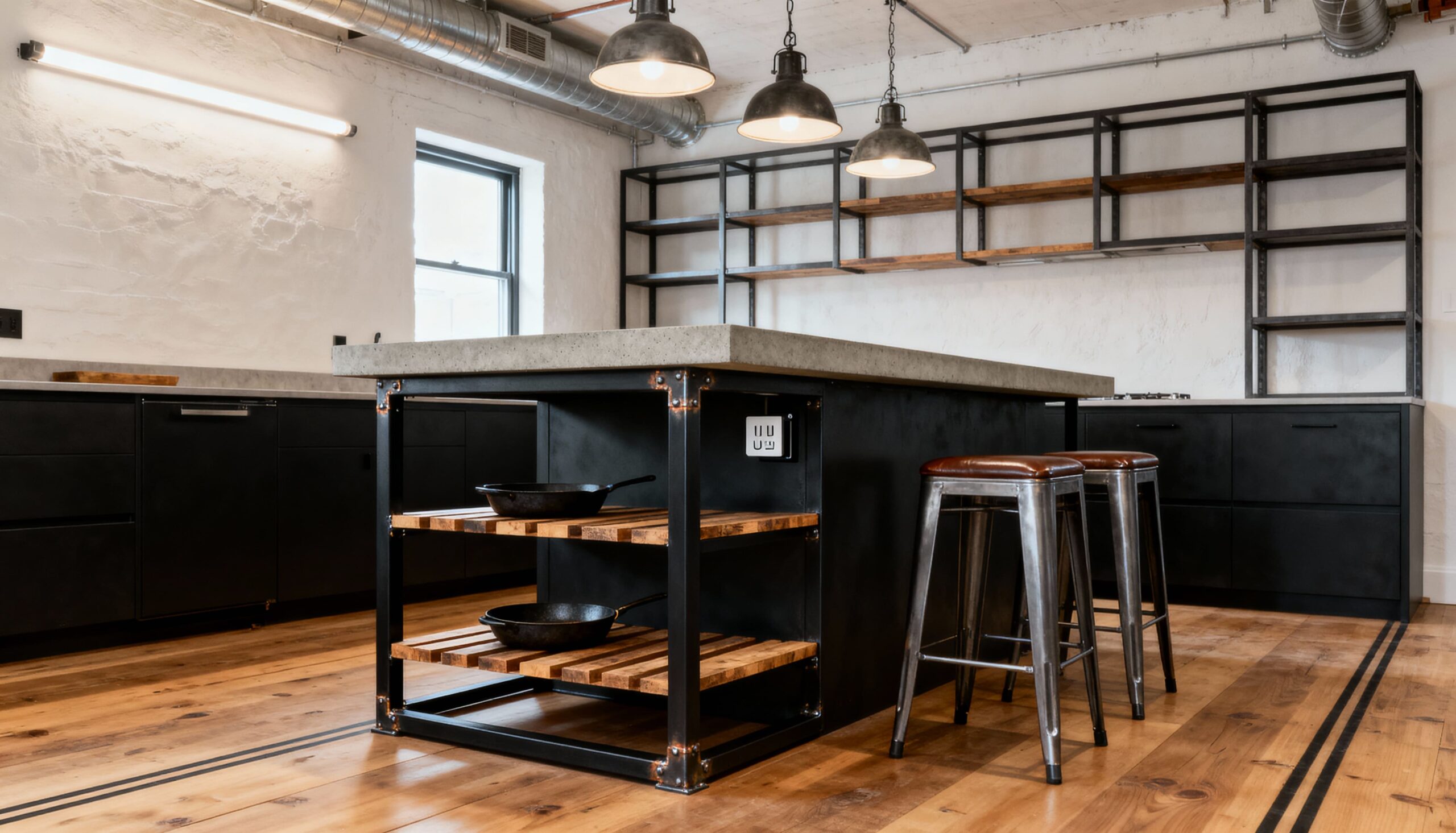 design a metal framed kitchen island