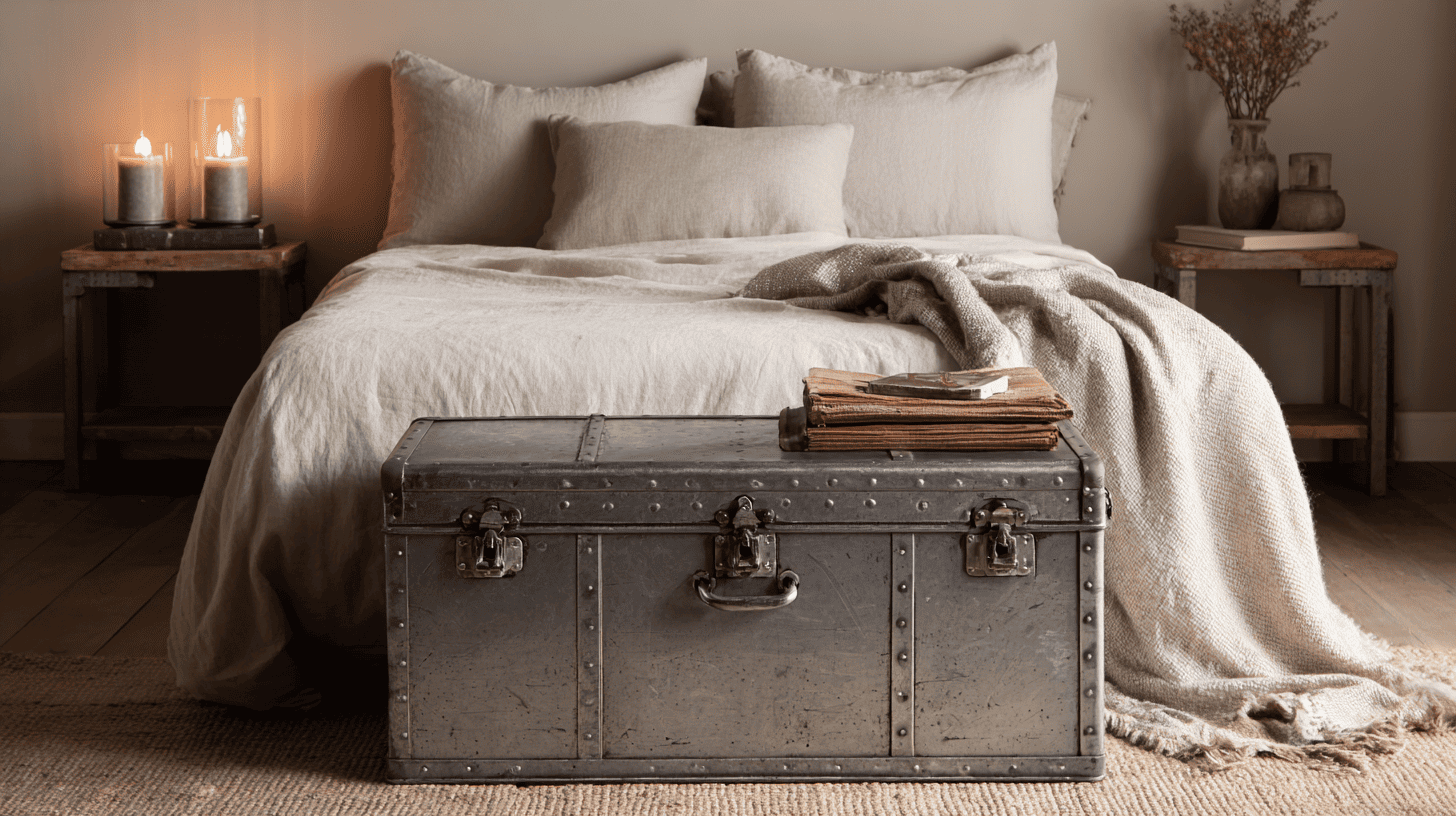 distressed metal storage trunks