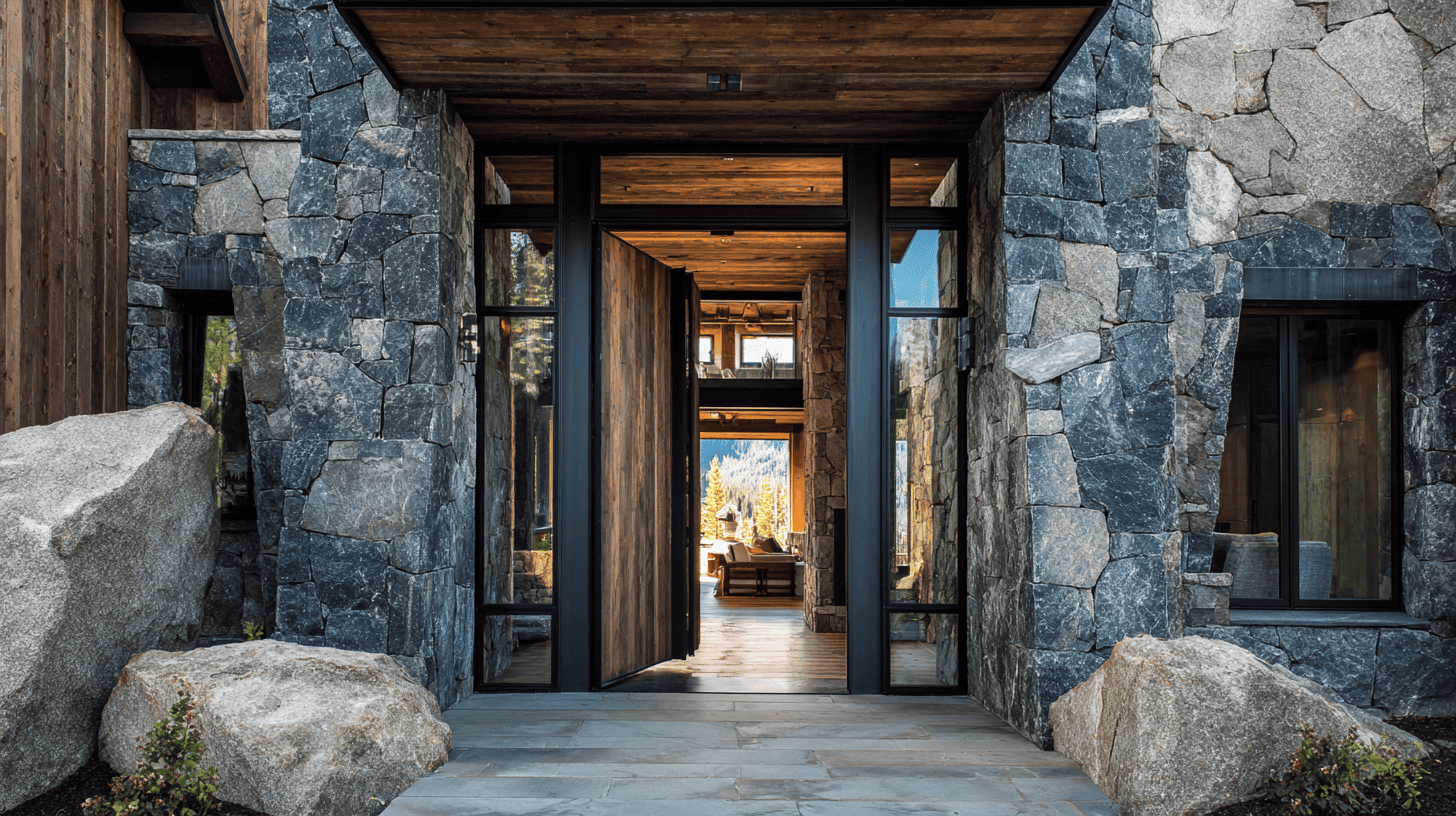 dramatic mountain home entryways