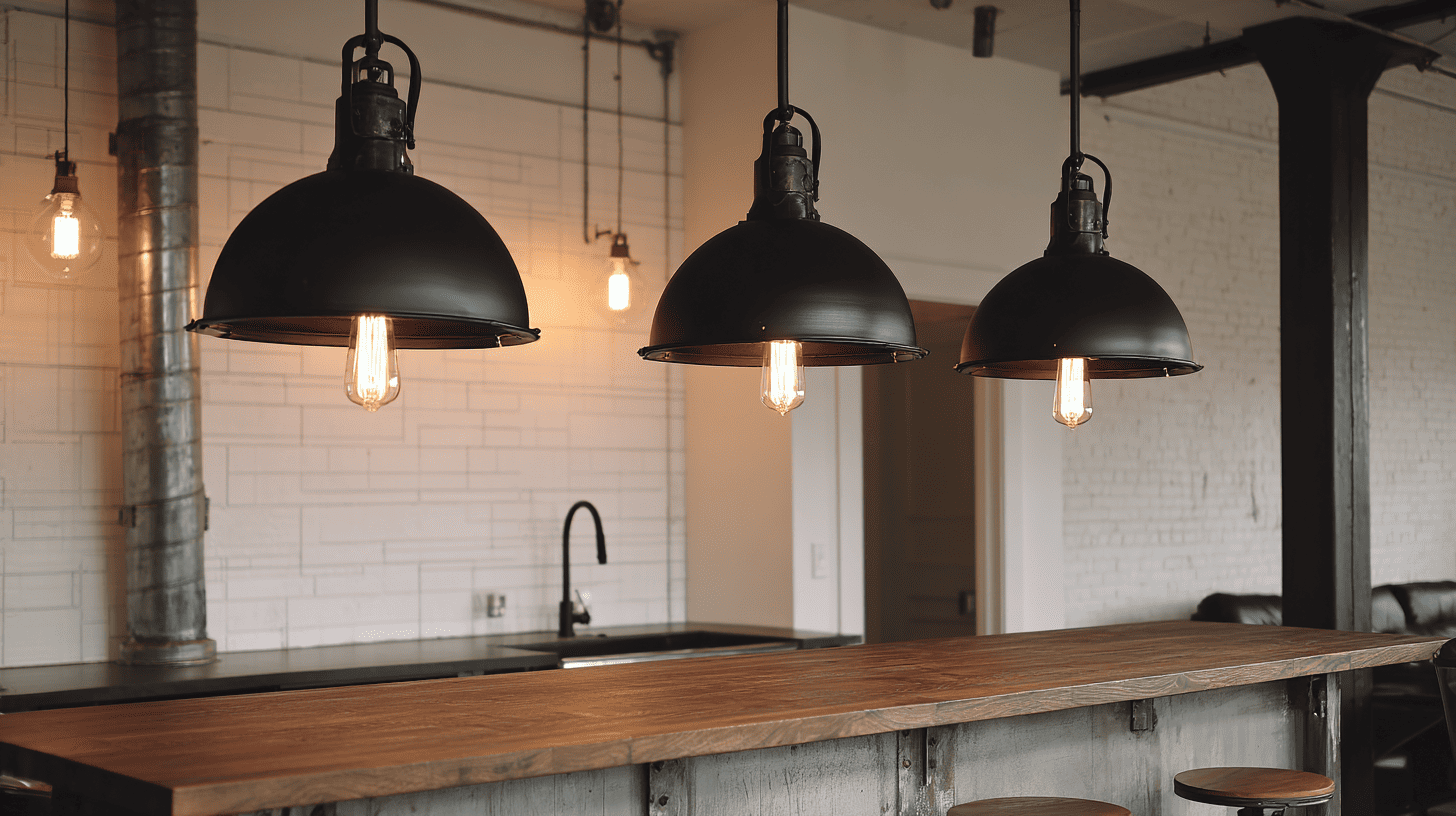 feature industrial pendant lights