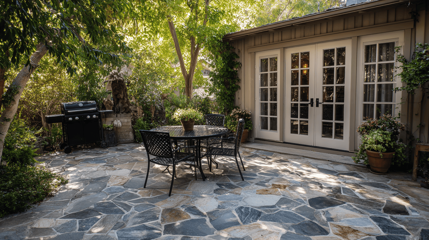 flagstone or tiled patios for outdoor living