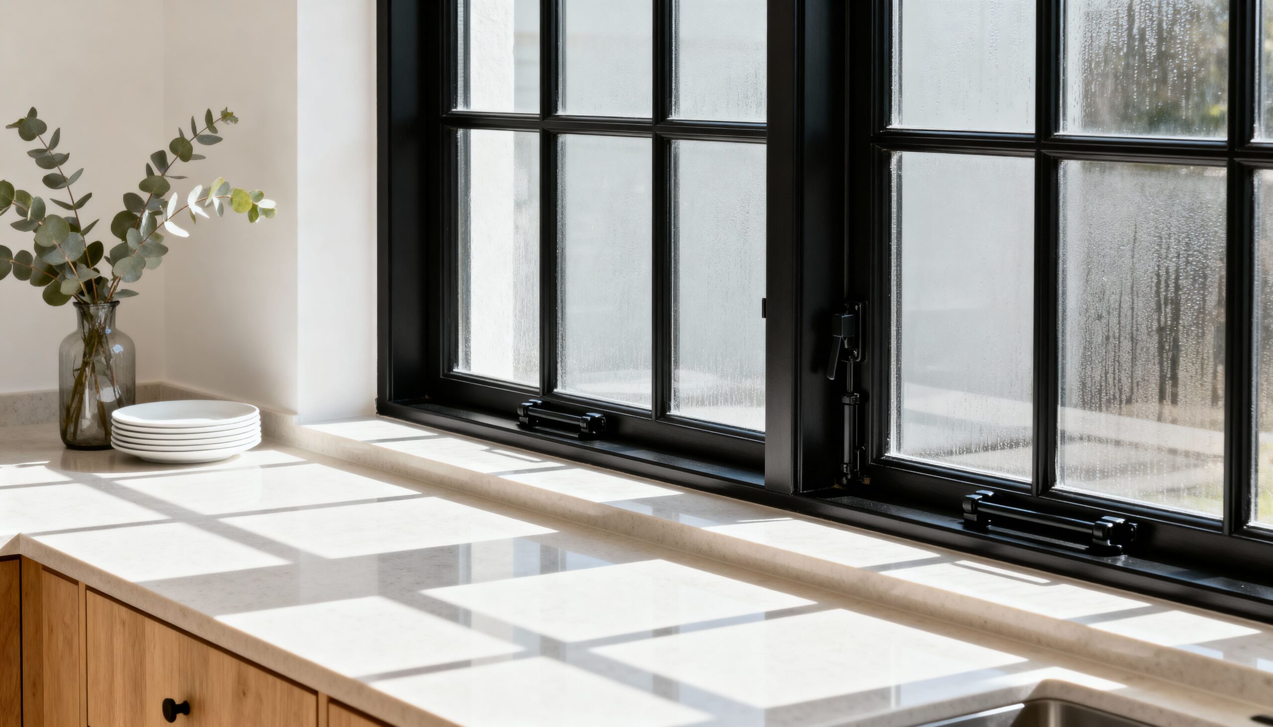 frame windows in black metal