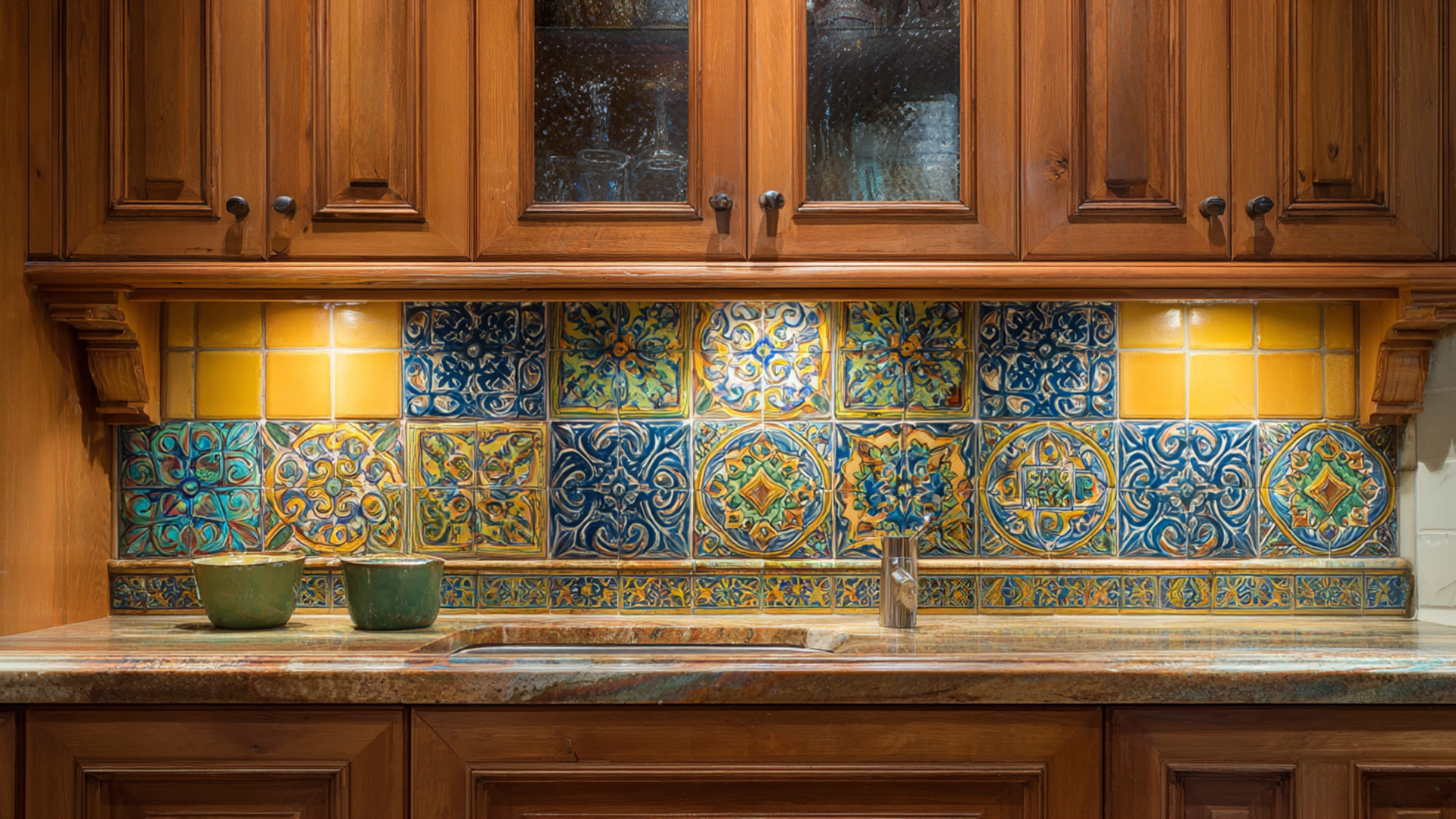 hand painted ceramic tile accents