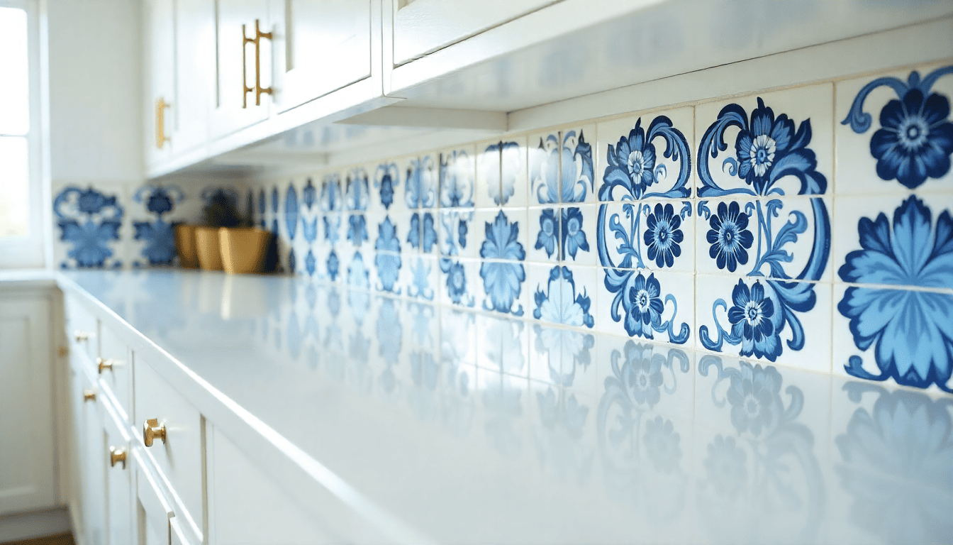 hand painted decorative ceramic tiles on floors or backsplashes