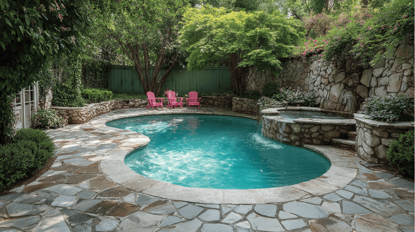 heated pools with natural stone surrounds