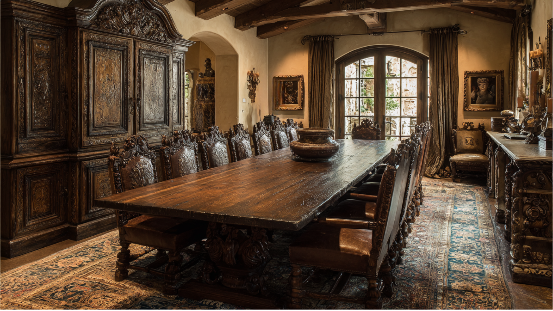 heavy wooden furniture pieces