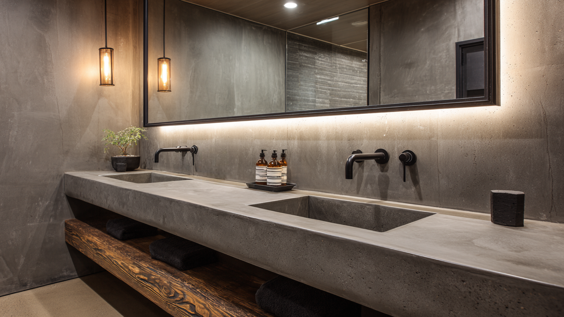 integrated concrete wash basins