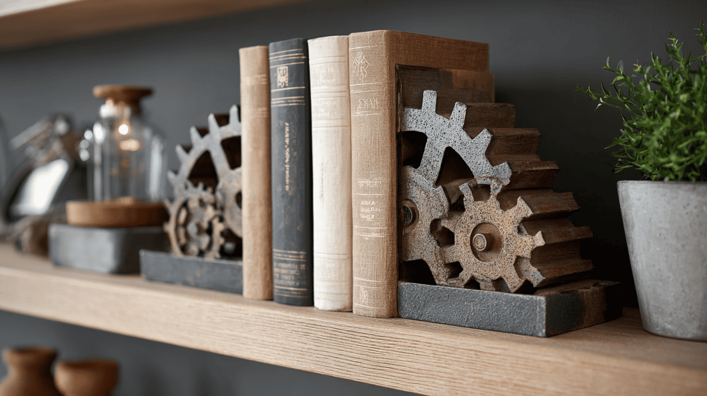 mechanical gear bookends