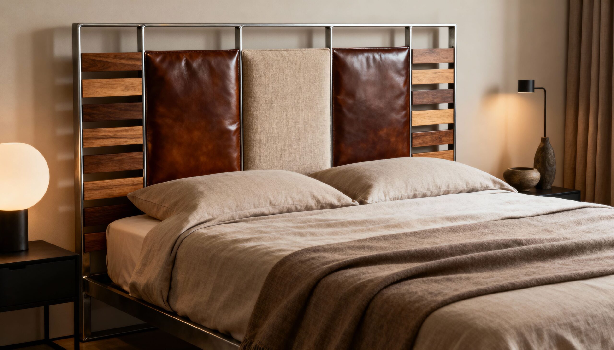 mix materials in your headboard