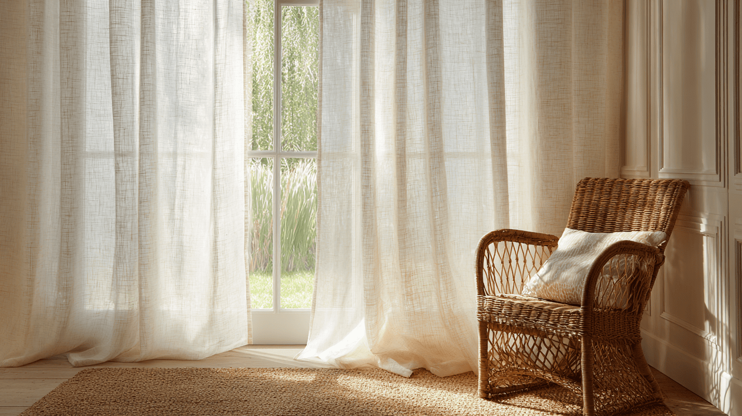 natural linen or cotton textiles in neutral tones