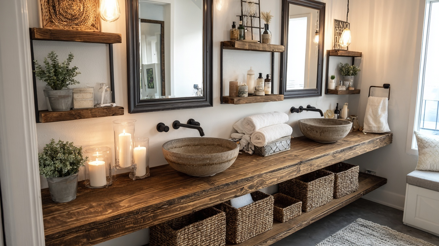 open shelving with styled displays