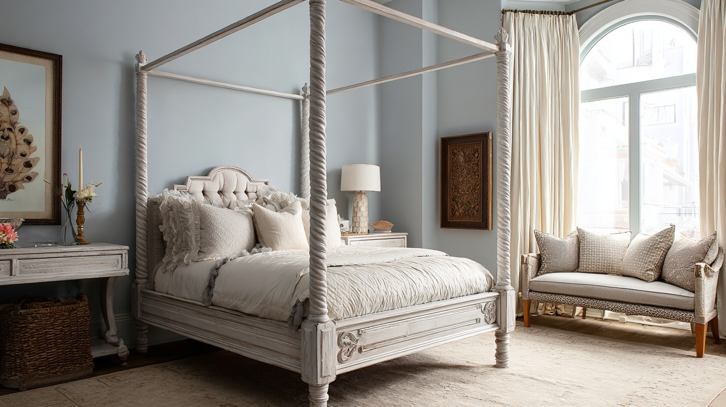 select a four poster bed with classical details