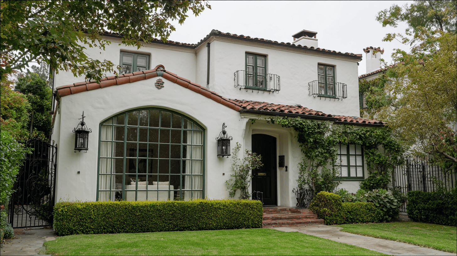smooth white or warm beige stucco facades