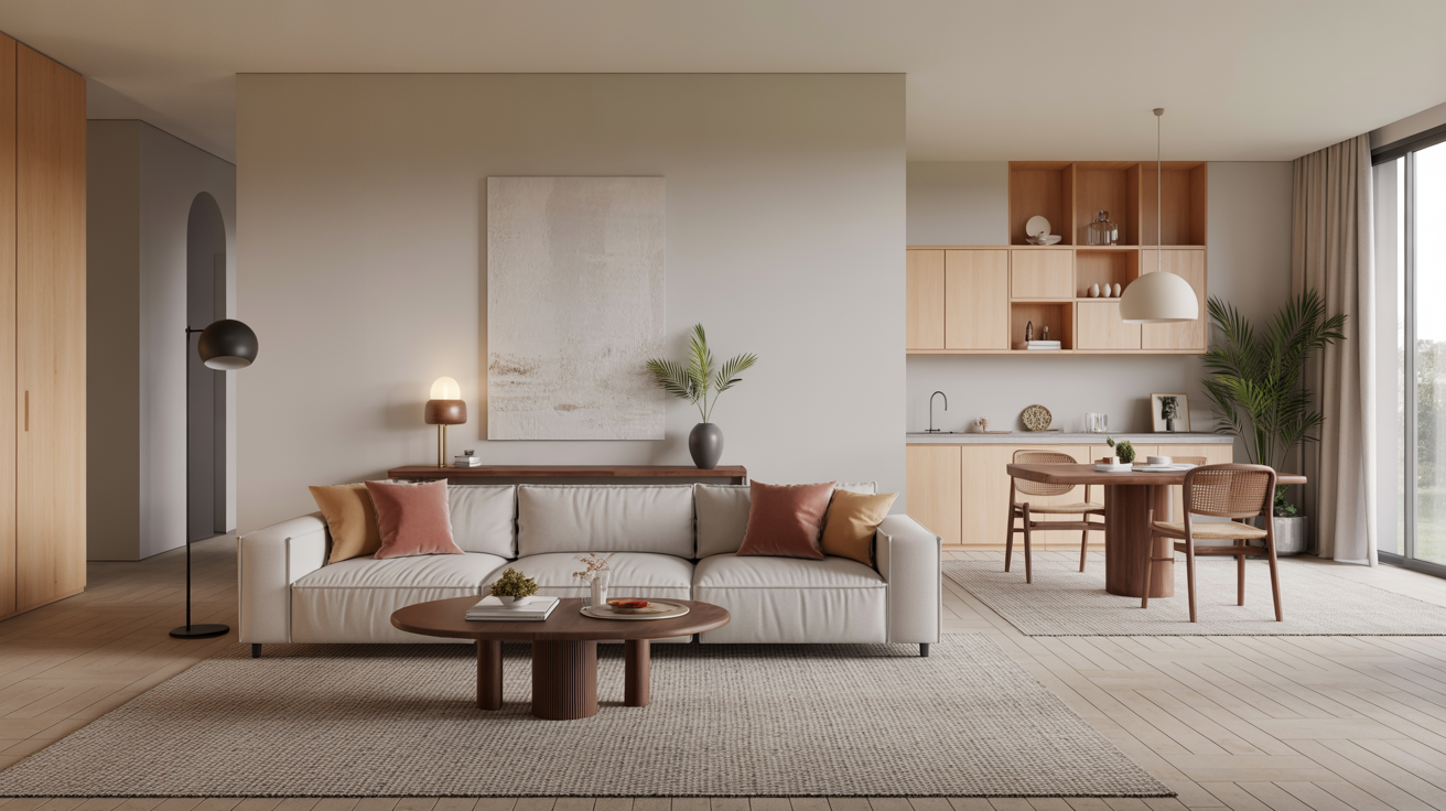 sofa positioning as room divider in open floor plans