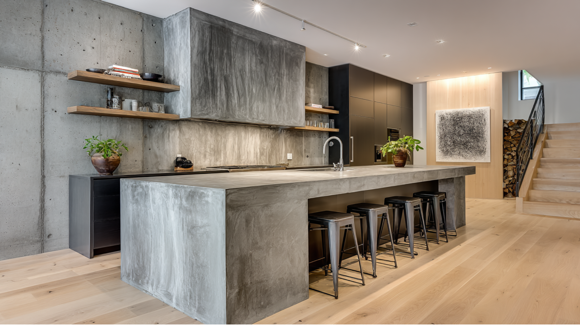 solid concrete kitchen centerpiece