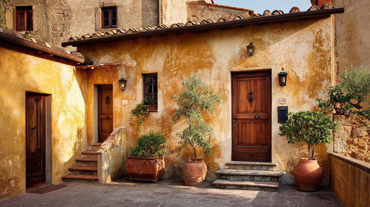 stucco walls in warm colors