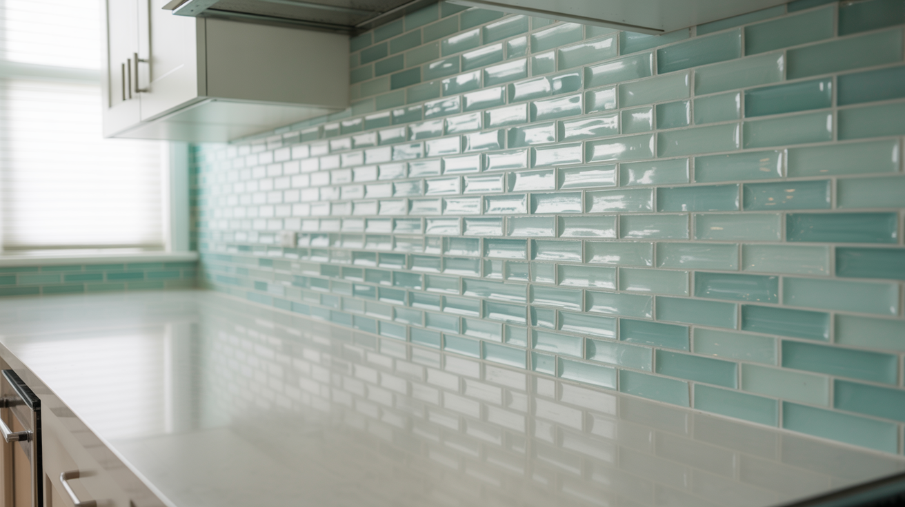 tile backsplashes in sea glass shades
