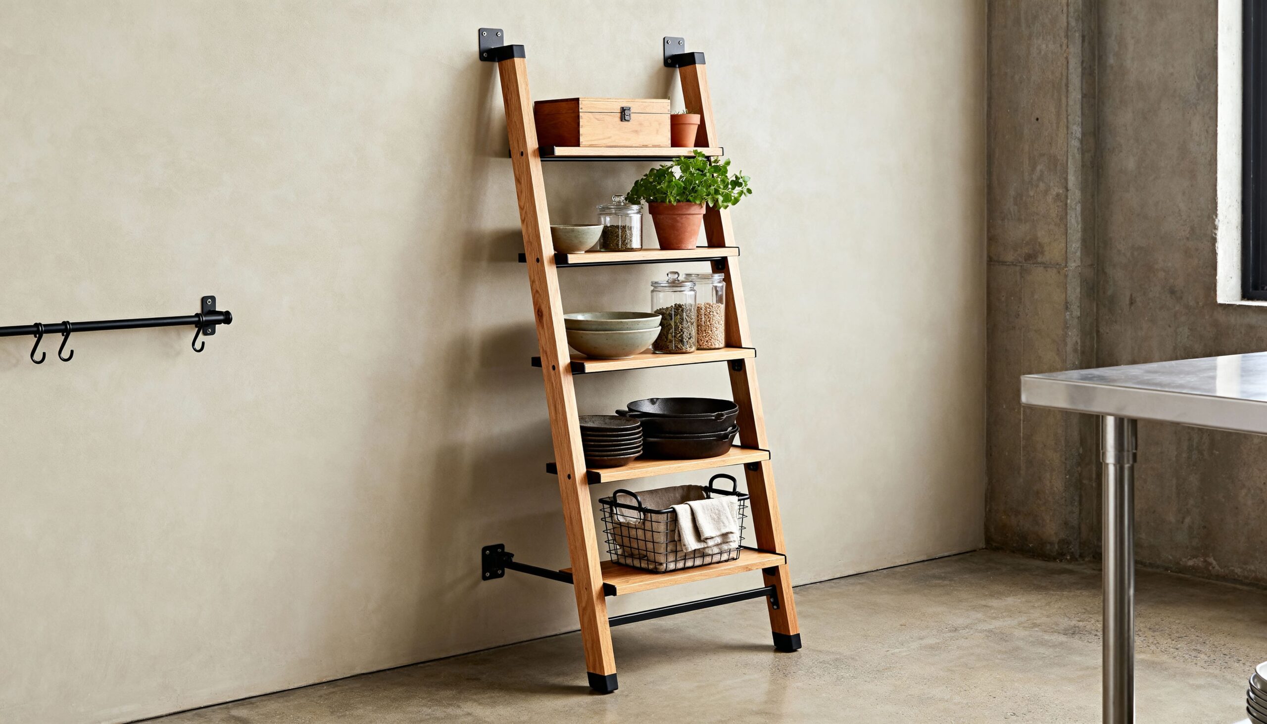 use a vertical ladder shelf