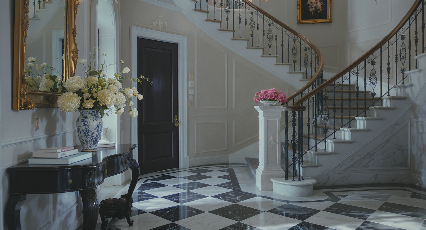 use black and white floor tiles