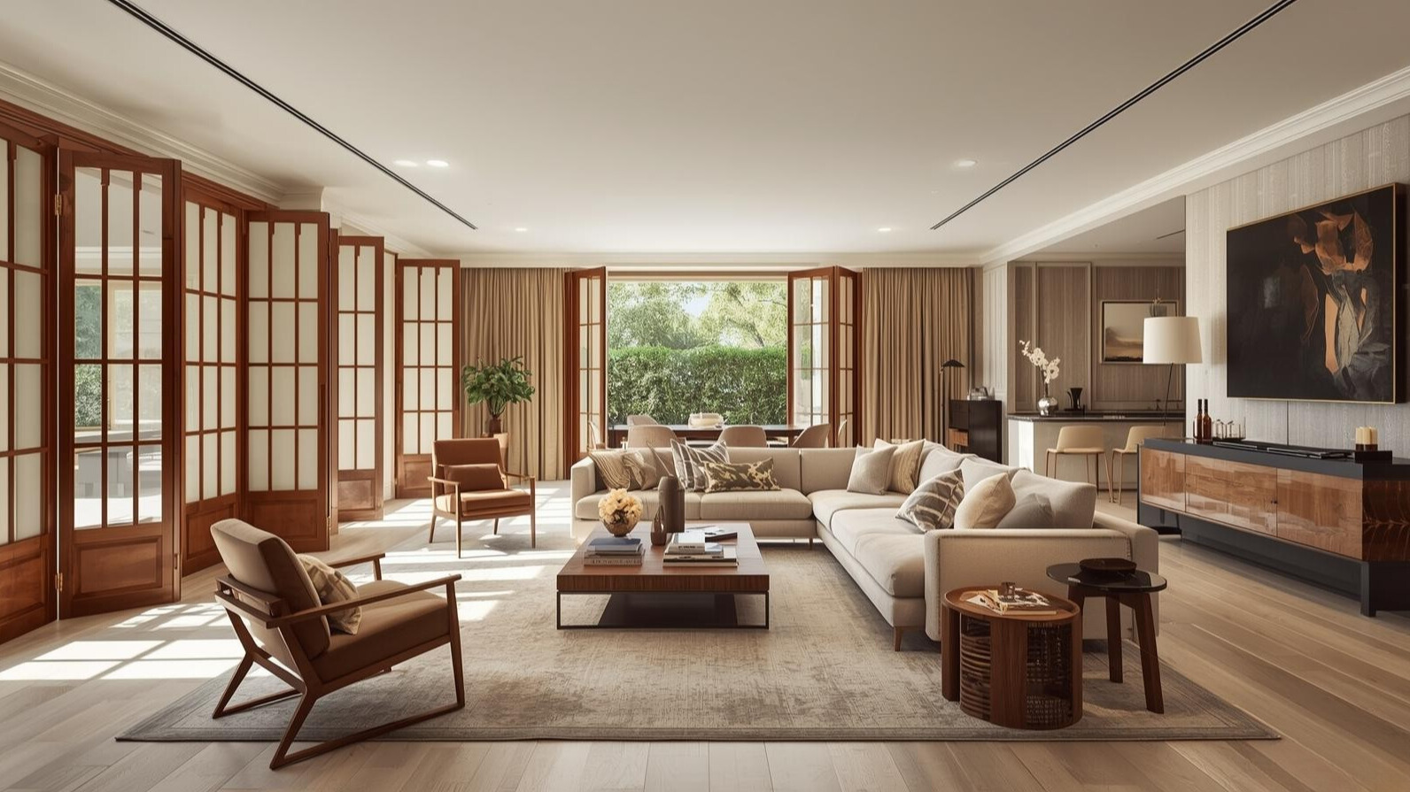 use screens or curtains as flexible dividers