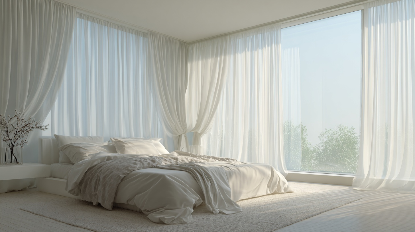 use sheer drapes in floor length panels