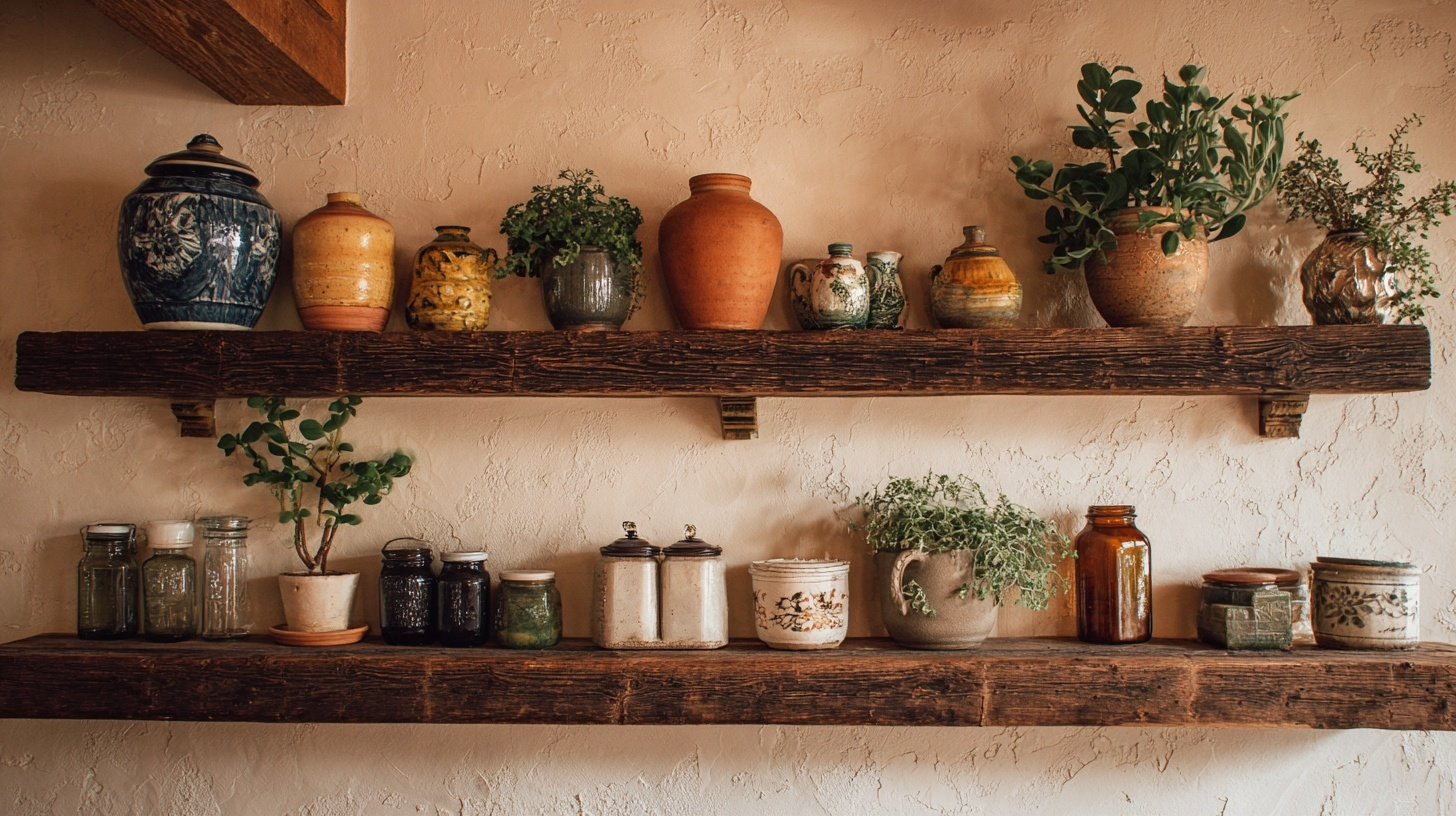 weathered wood shelving