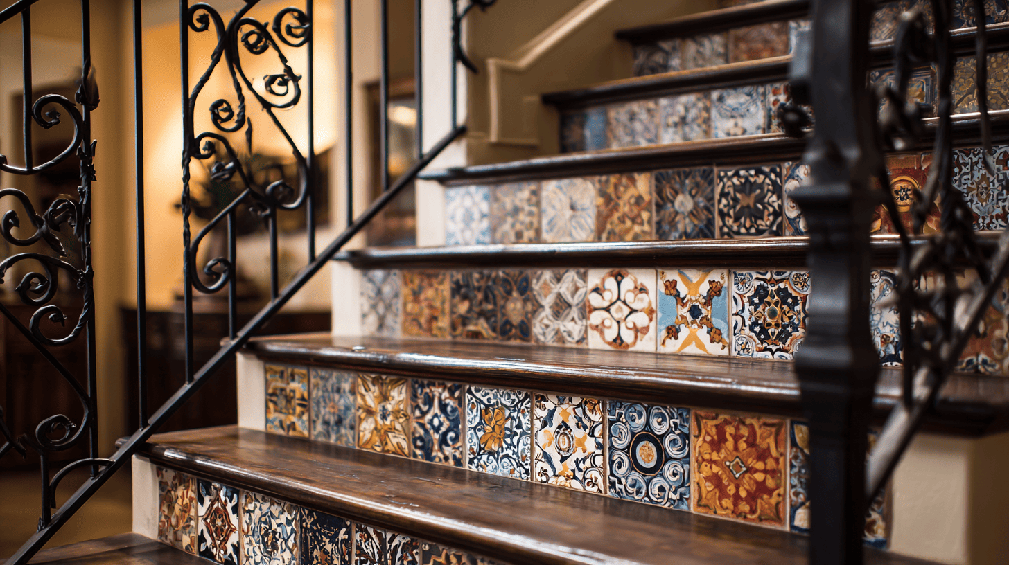 wrought iron stair railings with classic patterns